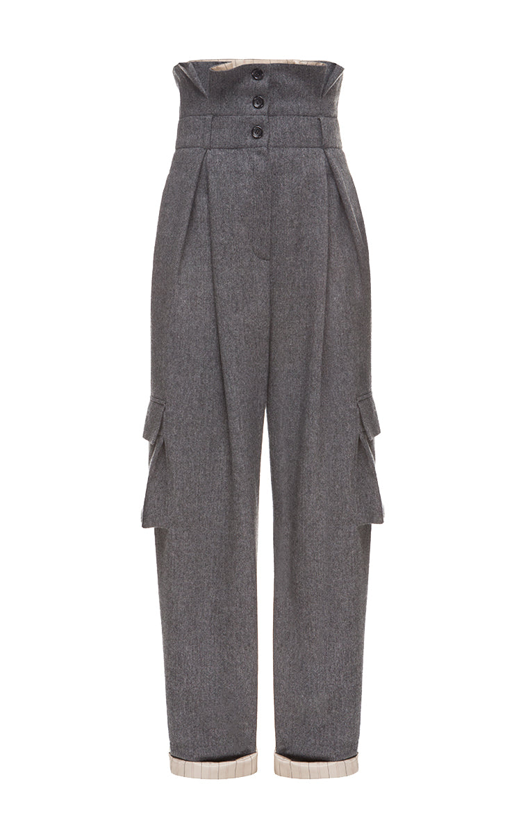 Woolen pants with patch pockets