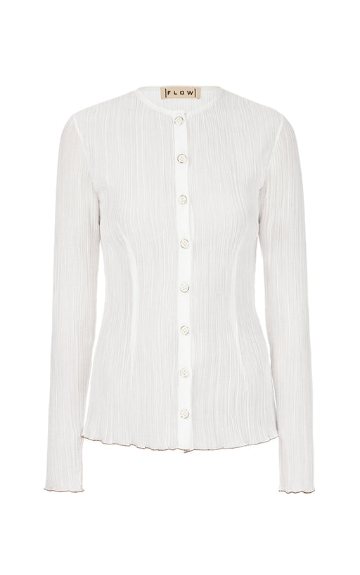 Milk Frilled Blouse with Buttons