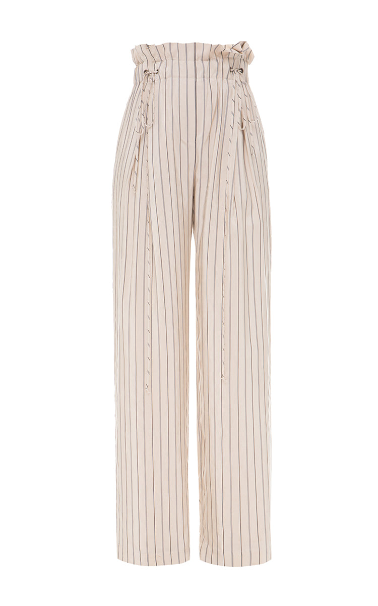 Striped pants with drawstrings