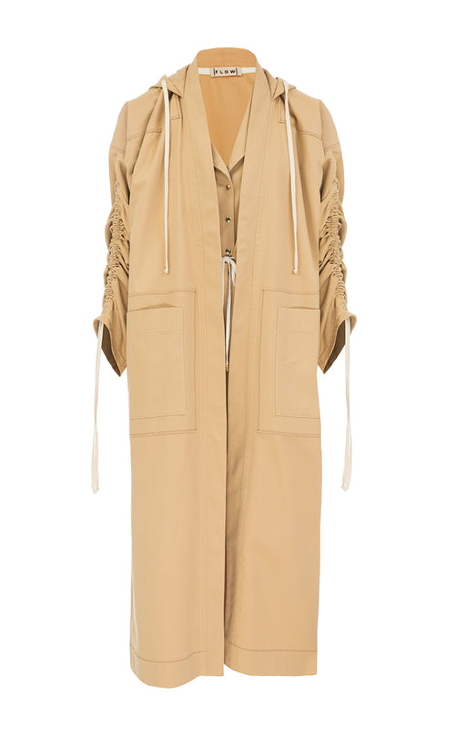 Cotton trench coat with strings