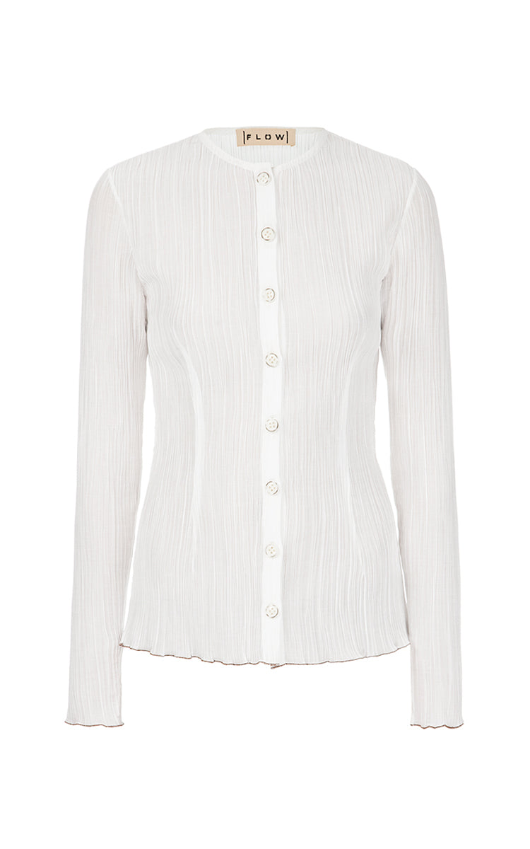 Milk Frilled Blouse with Buttons