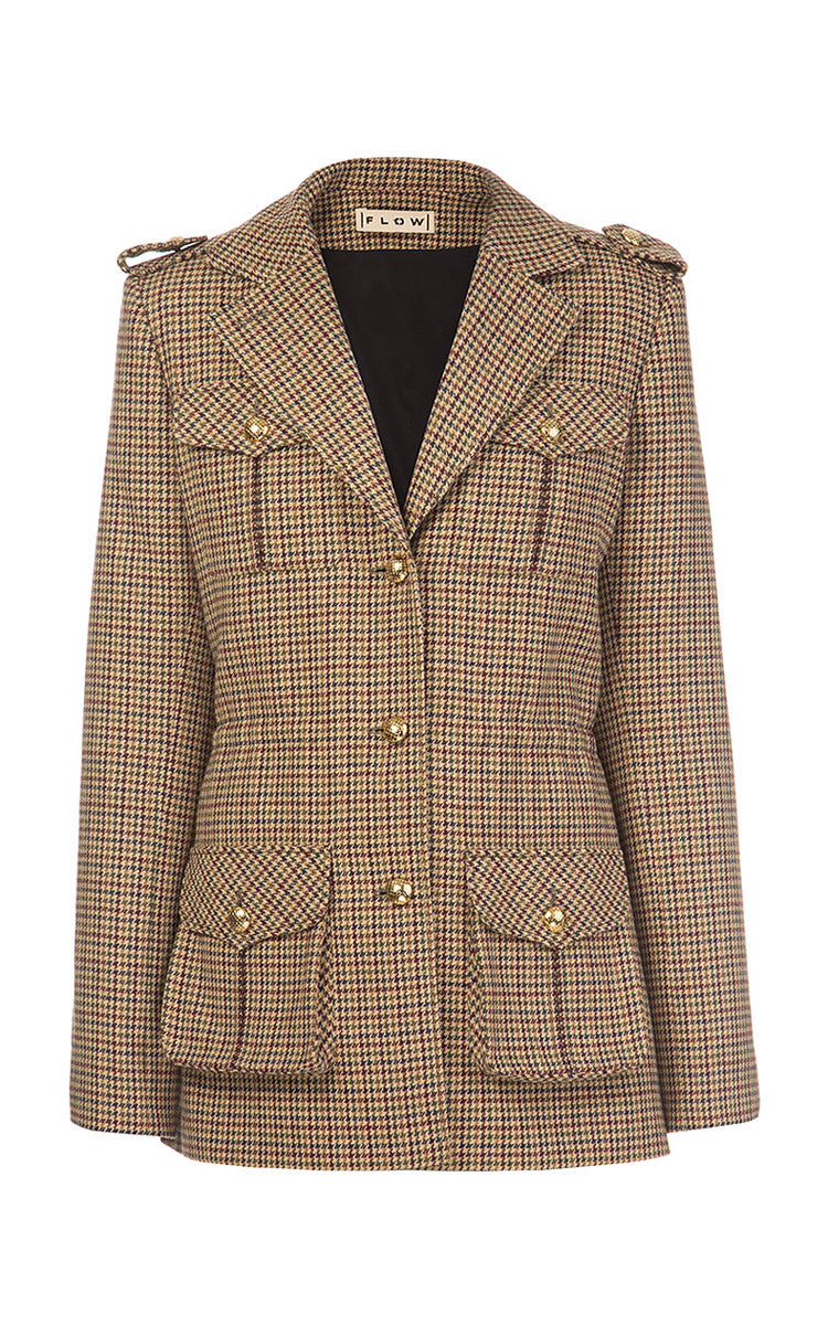 Checked Jacket with Shoulder Stripes
