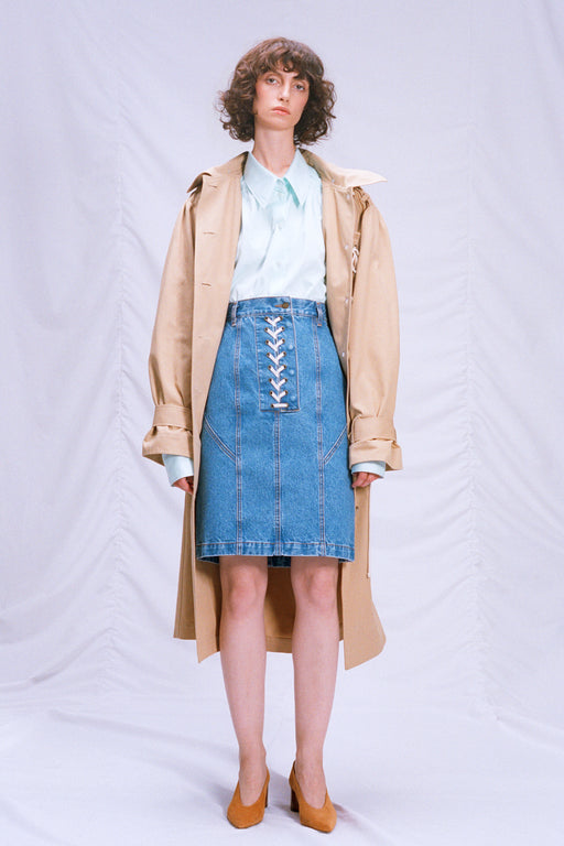 Denim skirt with lacing