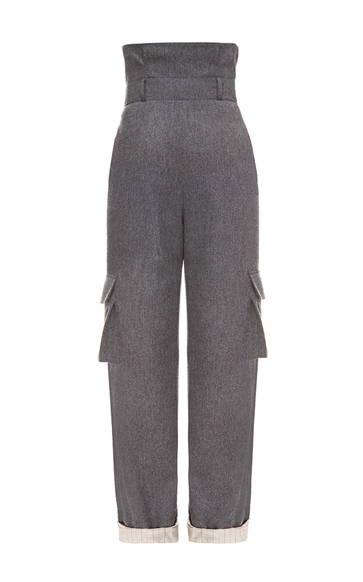 Woolen pants with patch pockets