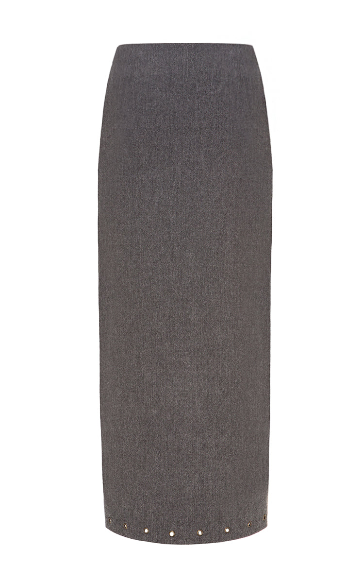 Grey woolen skirt with a slit