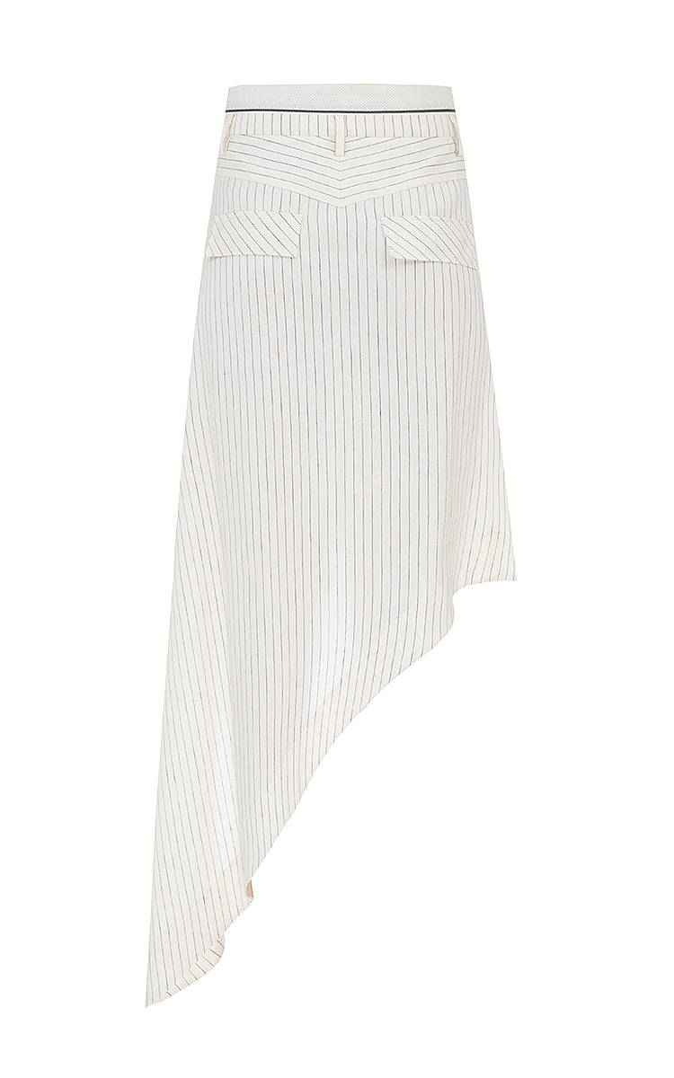 Striped asymmetric skirt