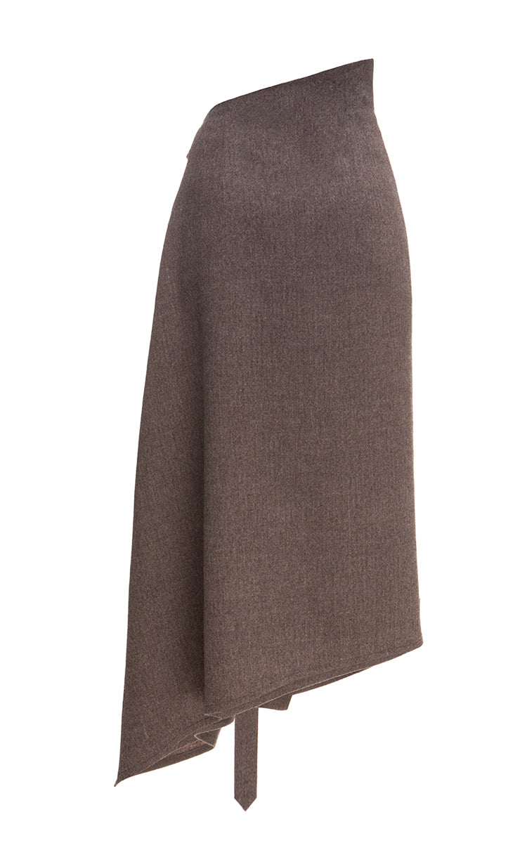 Woolen asymmetric wrap skirt