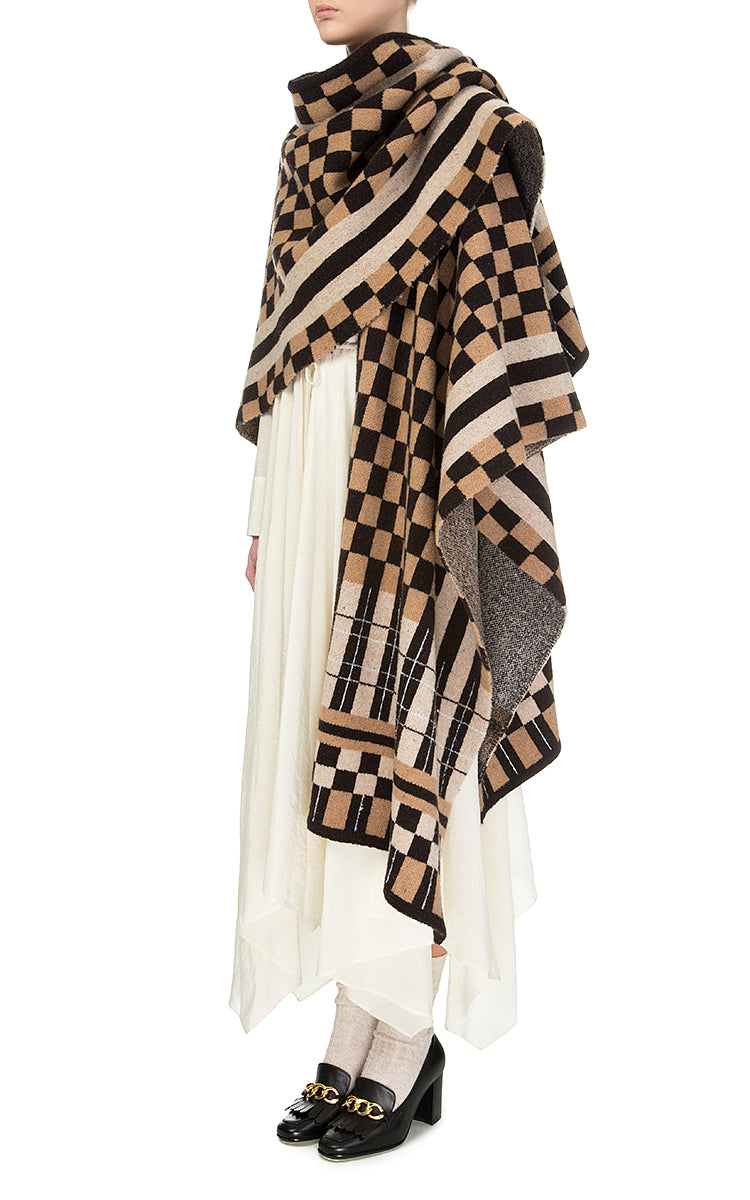Brown Checked Poncho