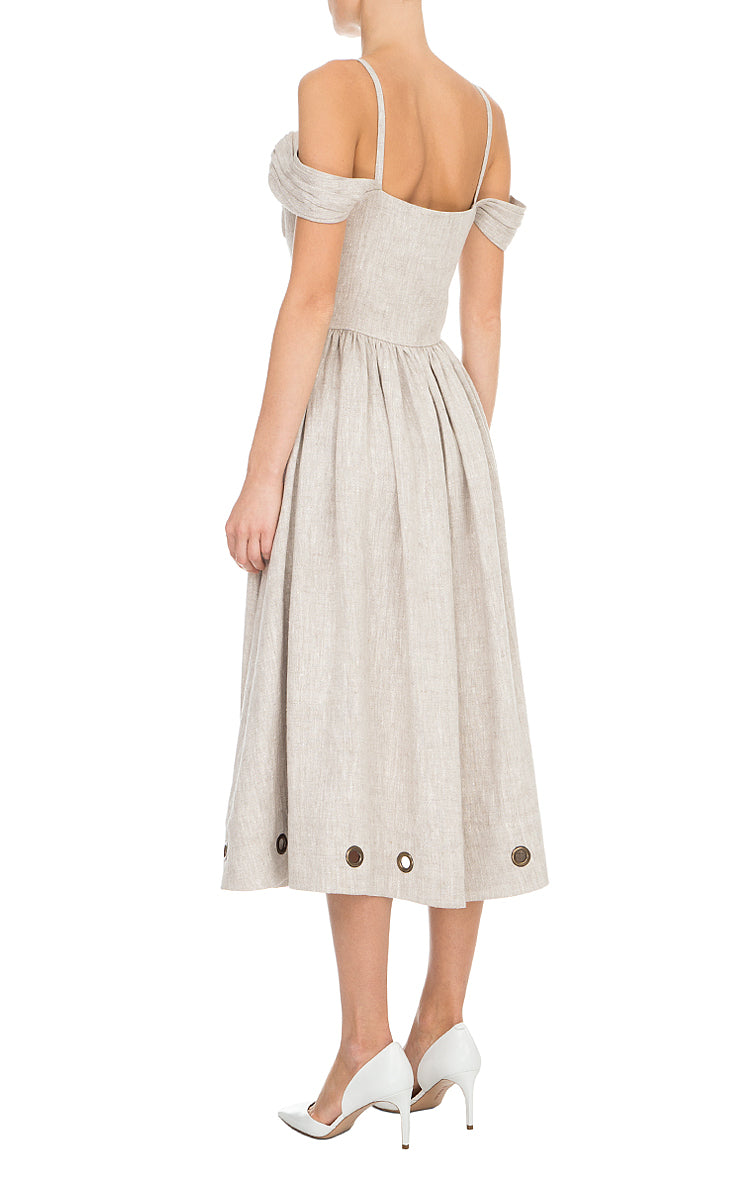 Open Shoulder Linen Dress