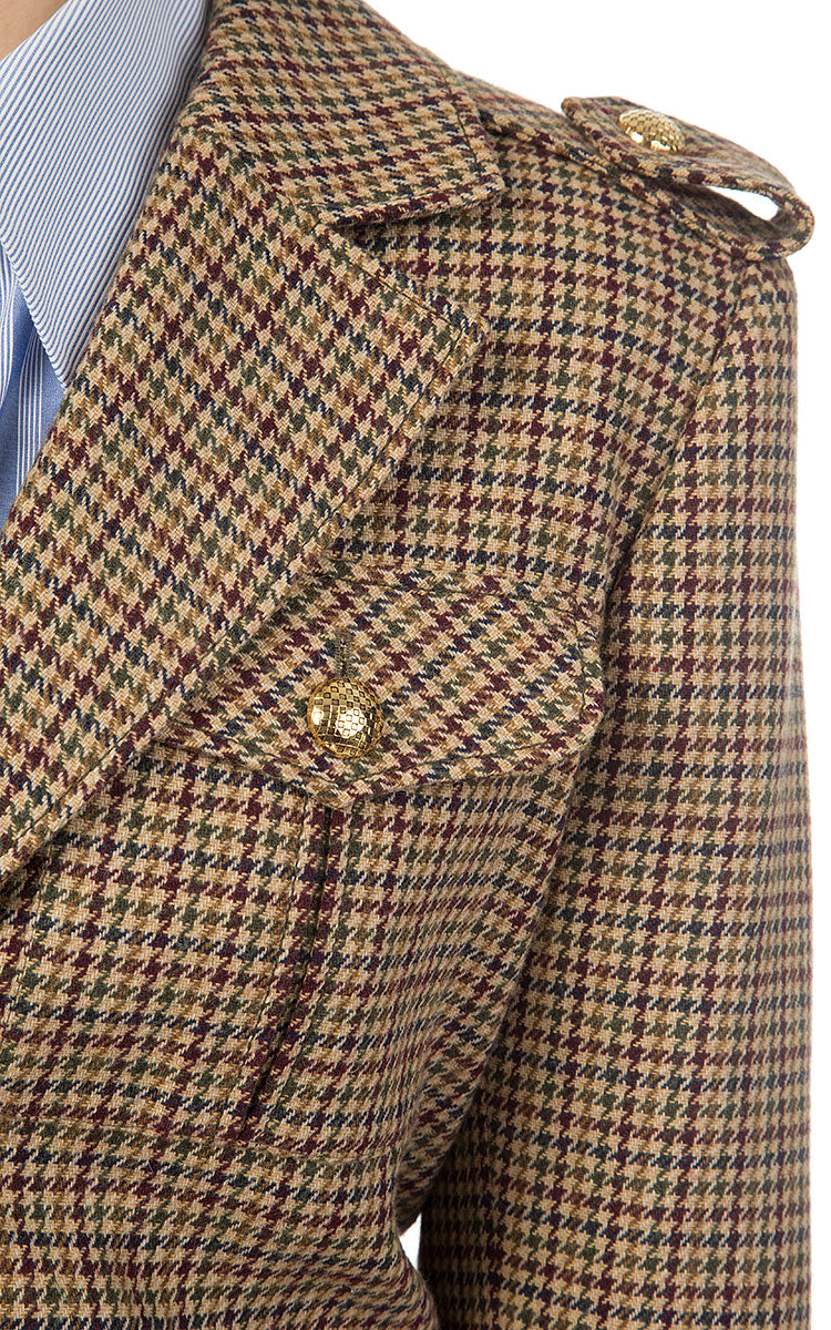 Checked Jacket with Shoulder Stripes