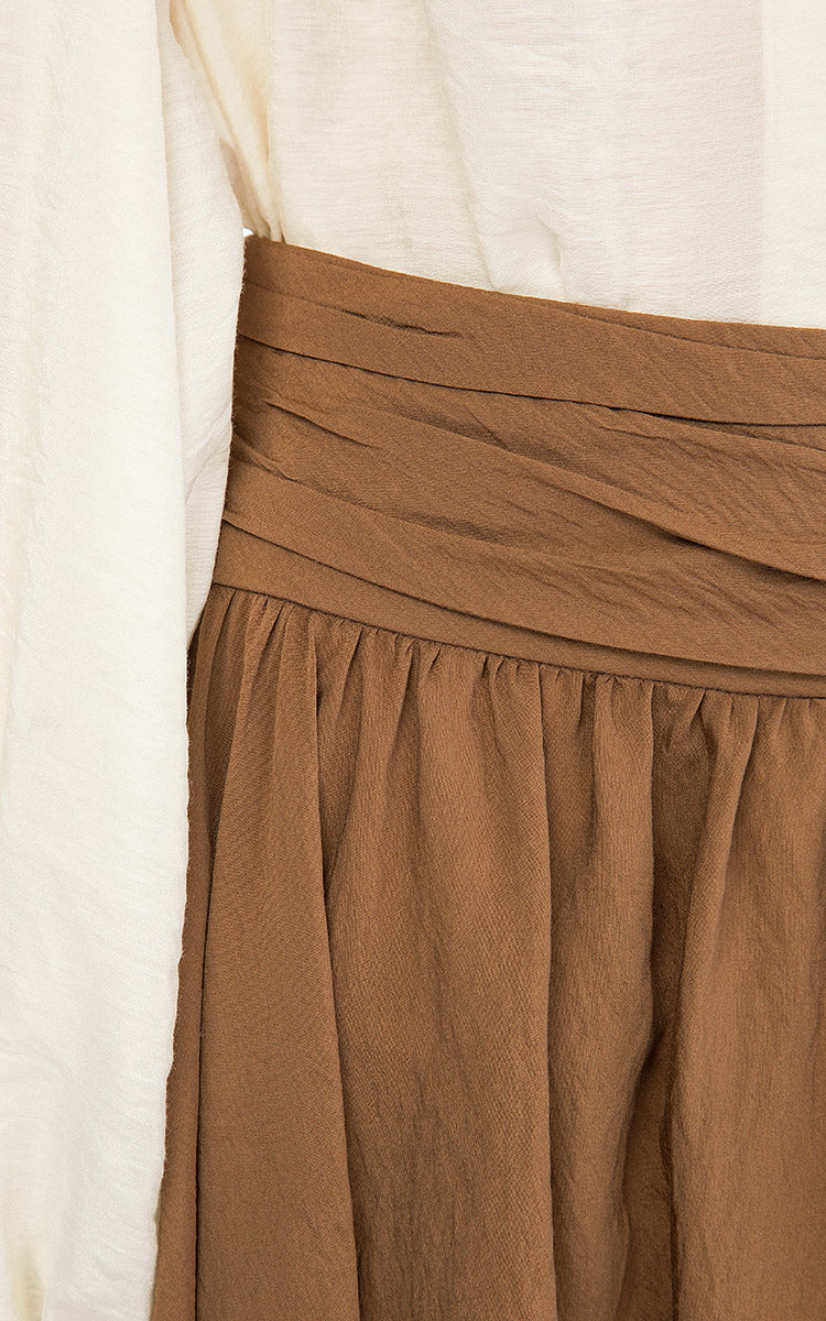 Brown batiste skirt with wedges